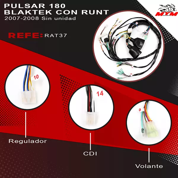 Sistema Electrico Pulsar 180 Black Tec Con Runt Sin Cerebro.